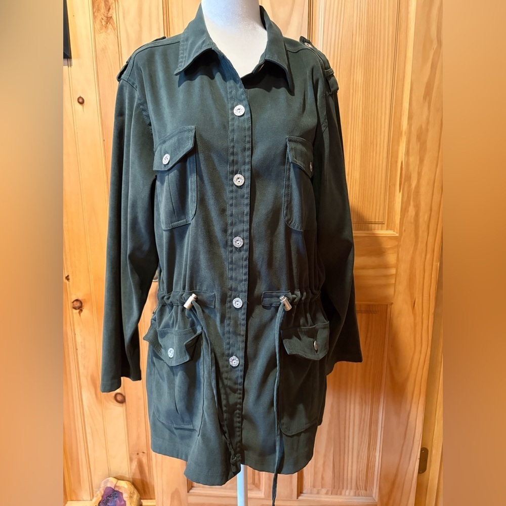 Denim & Co. utility jacket or shirt jacket Olive Green women’s L